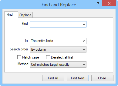Find page of Find and Replace Dialog