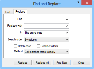 Replace Page of the Find and Replace Dialog